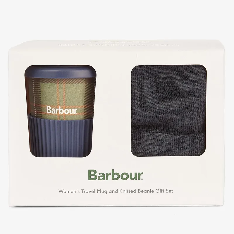 Barbour Travel Mug Gift Set - Navy/Classic Tartan-1